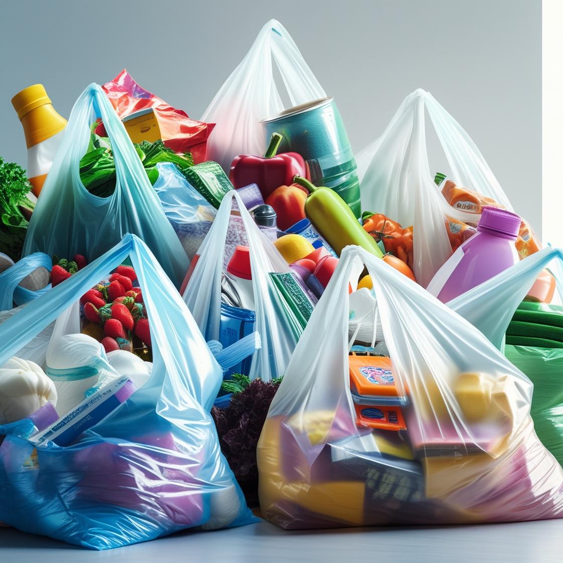 plastic polythene bags with goods and background good
